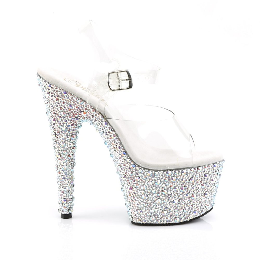 Rhinstone Platform Clear High Heel Shoes